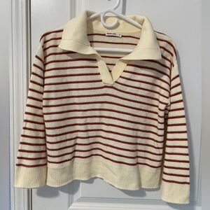 Marine Layer Relaxed Polo Striped Sweater Size Small